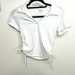 White Collared Crop Top